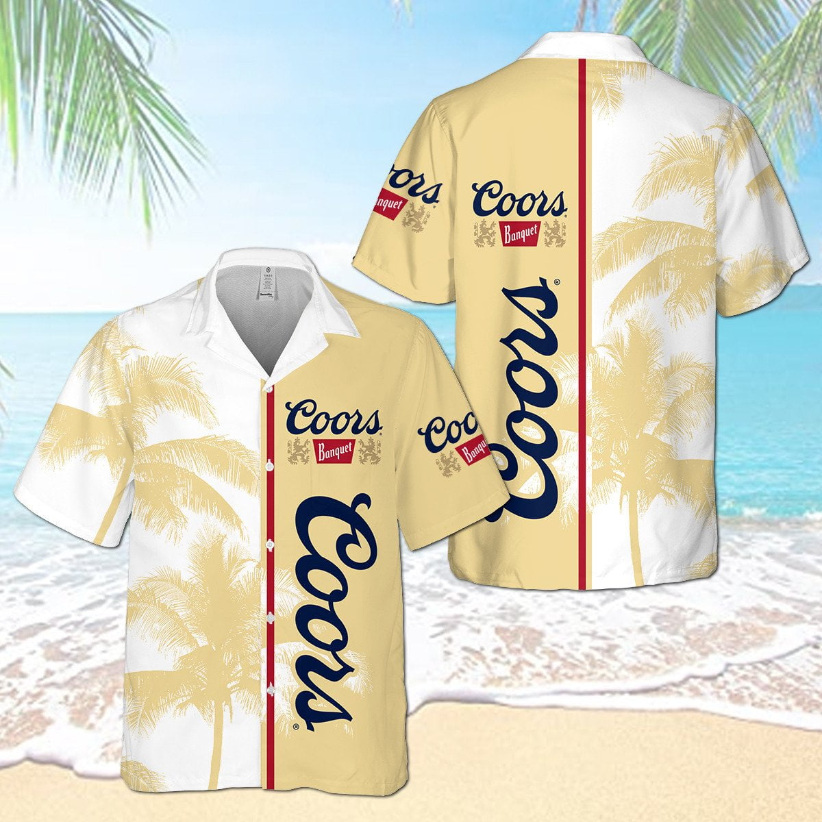 Coors Banquet Palm Tree All Over Print 3D Aloha Summer Beach Hawaiian Shirt