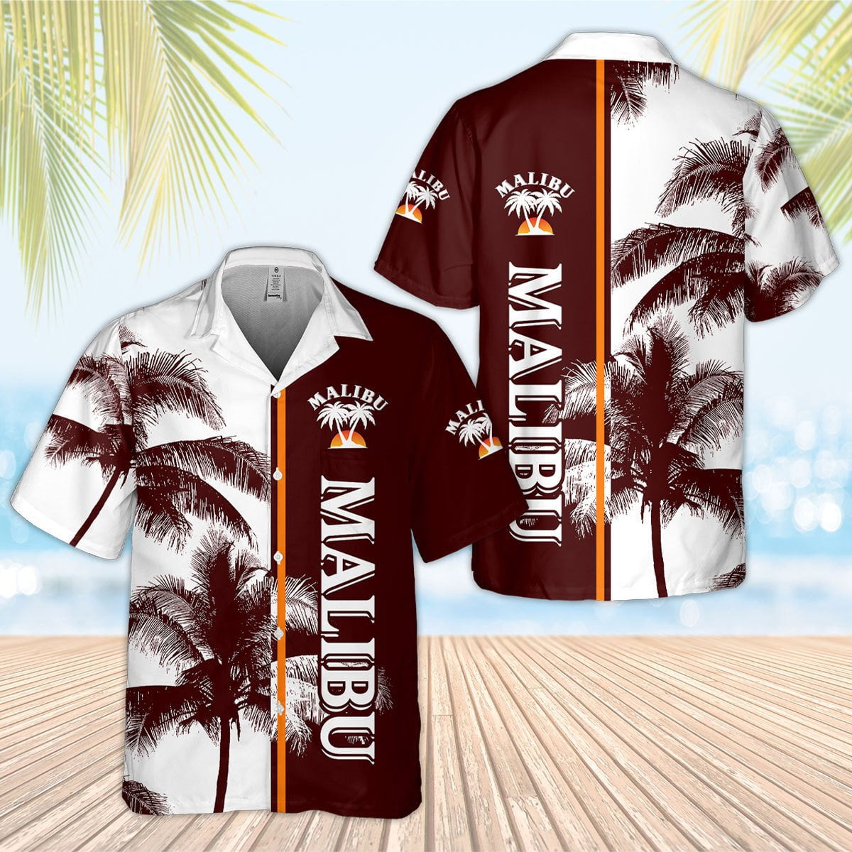 Malibu Liqueur Palm Tree Pattern All Over Print 3D Aloha Summer Beach Hawaiian Shirt