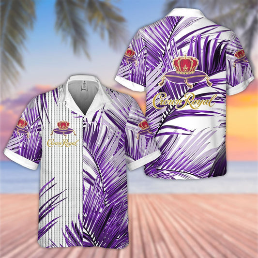 Crown Royal Purple Palm Leaves All Over Print 3D Aloha Summer Beach Hawaiian Shirt