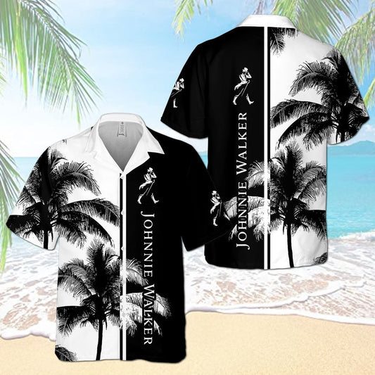 Johnnie Walker Palm Tree All Over Print 3D Aloha Summer Beach Hawaiian Shirt