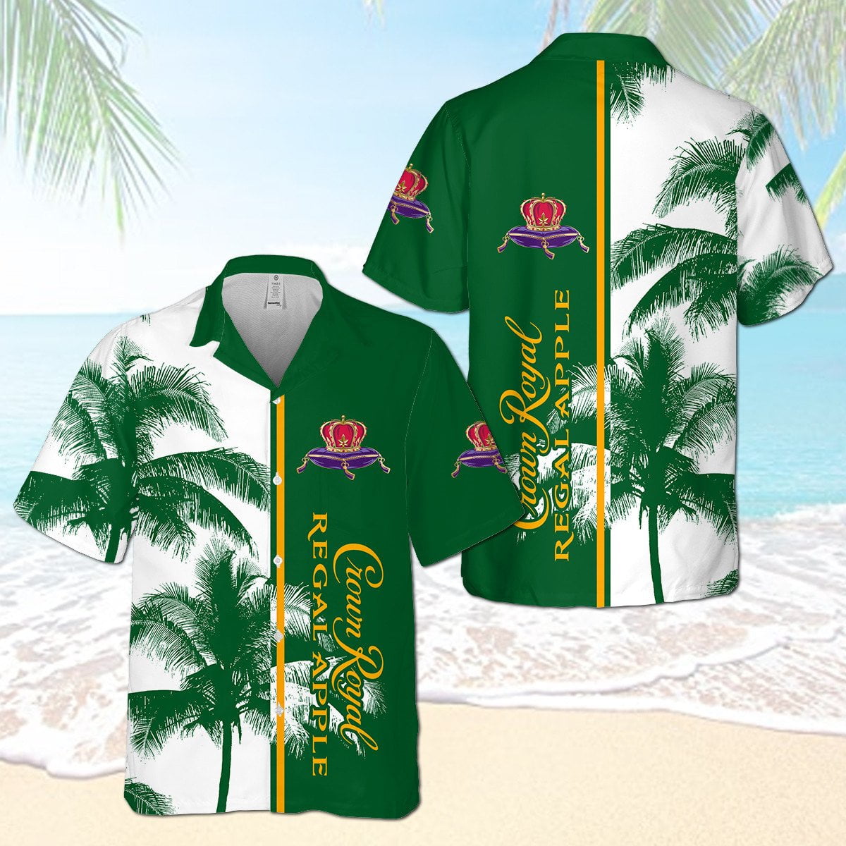 Crown Royal Regal Apple Palm Tree All Over Print 3D Aloha Summer Beach Hawaiian Shirt