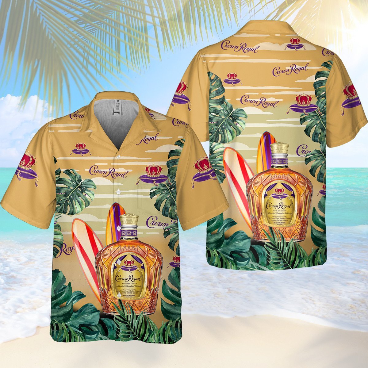 Crown Royal Surfing Tropical Forest All Over Print 3D Aloha Summer Beach Hawaiian Shirt