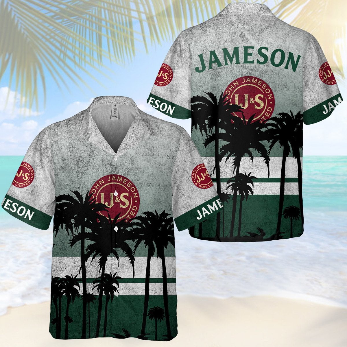 Jameson Irish Whiskey Palm Tree All Over Print 3D Aloha Summer Beach Hawaiian Shirt