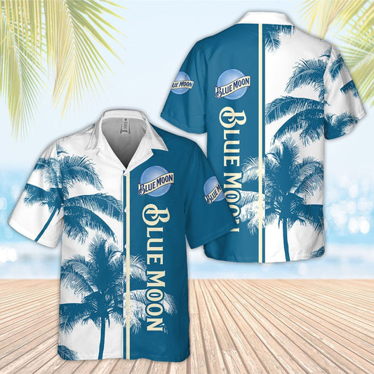 Blue Moon Palm Tree All Over Print 3D Aloha Summer Beach Hawaiian Shirt