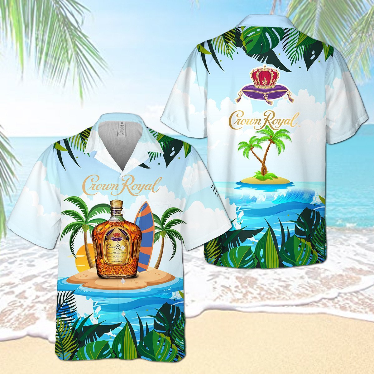 Crown Royal Paradise Island All Over Print 3D Aloha Summer Beach Hawaiian Shirt