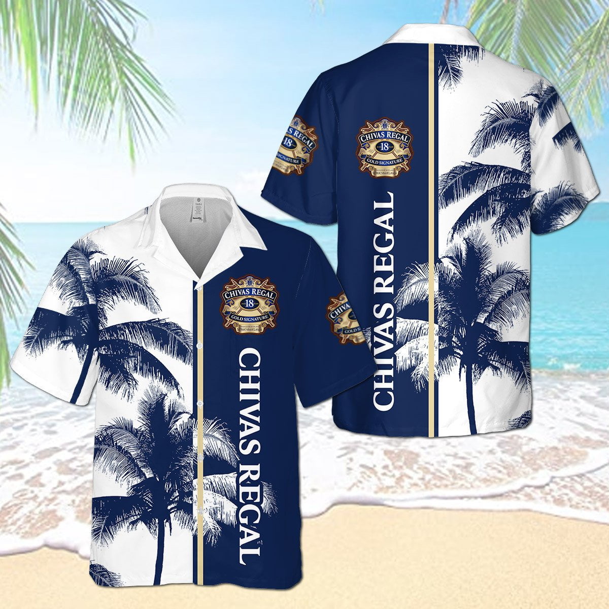 Chivas Regal Palm Tree Pattern All Over Print 3D Aloha Summer Beach Hawaiian Shirt