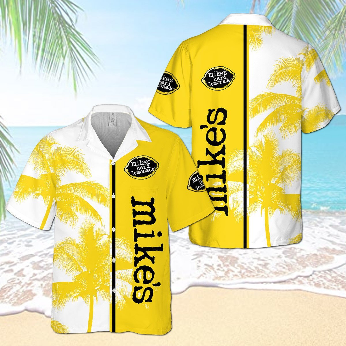 Mike's Hard Lemonade Palm Tree All Over Print 3D Aloha Summer Beach Hawaiian Shirt