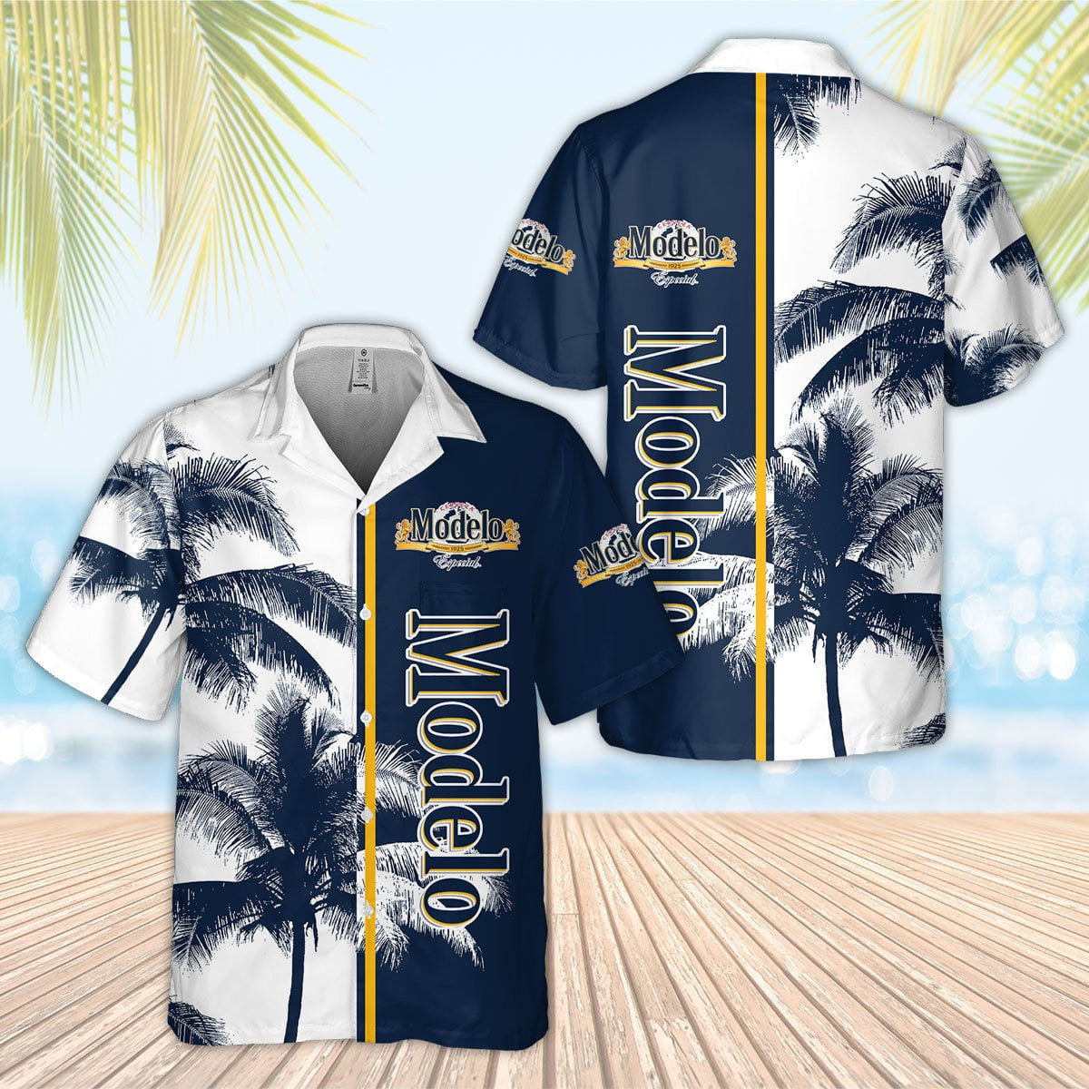 Modelo Palm Tree All Over Print 3D Aloha Summer Beach Hawaiian Shirt