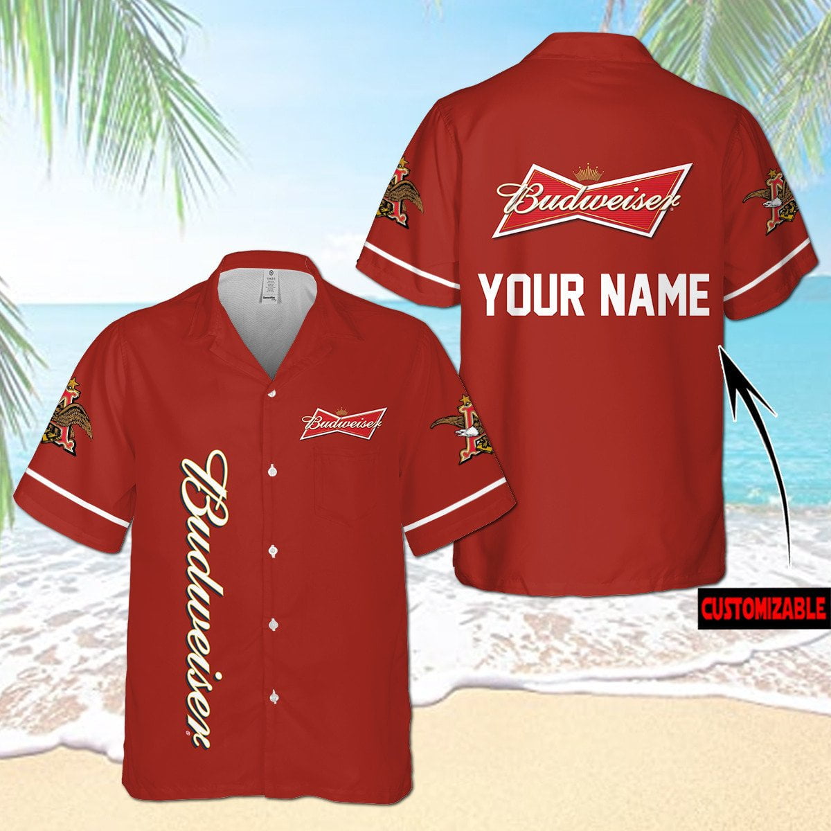 Personalized Budweiser Beer All Over Print 3D Aloha Summer Beach Hawaiian Shirt