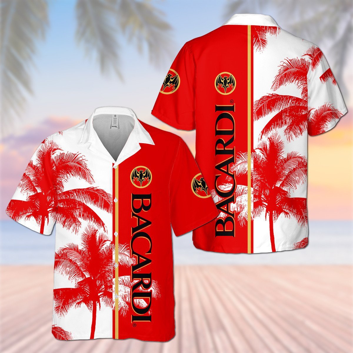 Bacardi Palm Tree All Over Print 3D Aloha Summer Beach Hawaiian Shirt