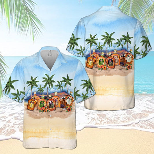 Crown Royal Collection Palm Tree All Over Print 3D Aloha Summer Beach Hawaiian Shirt