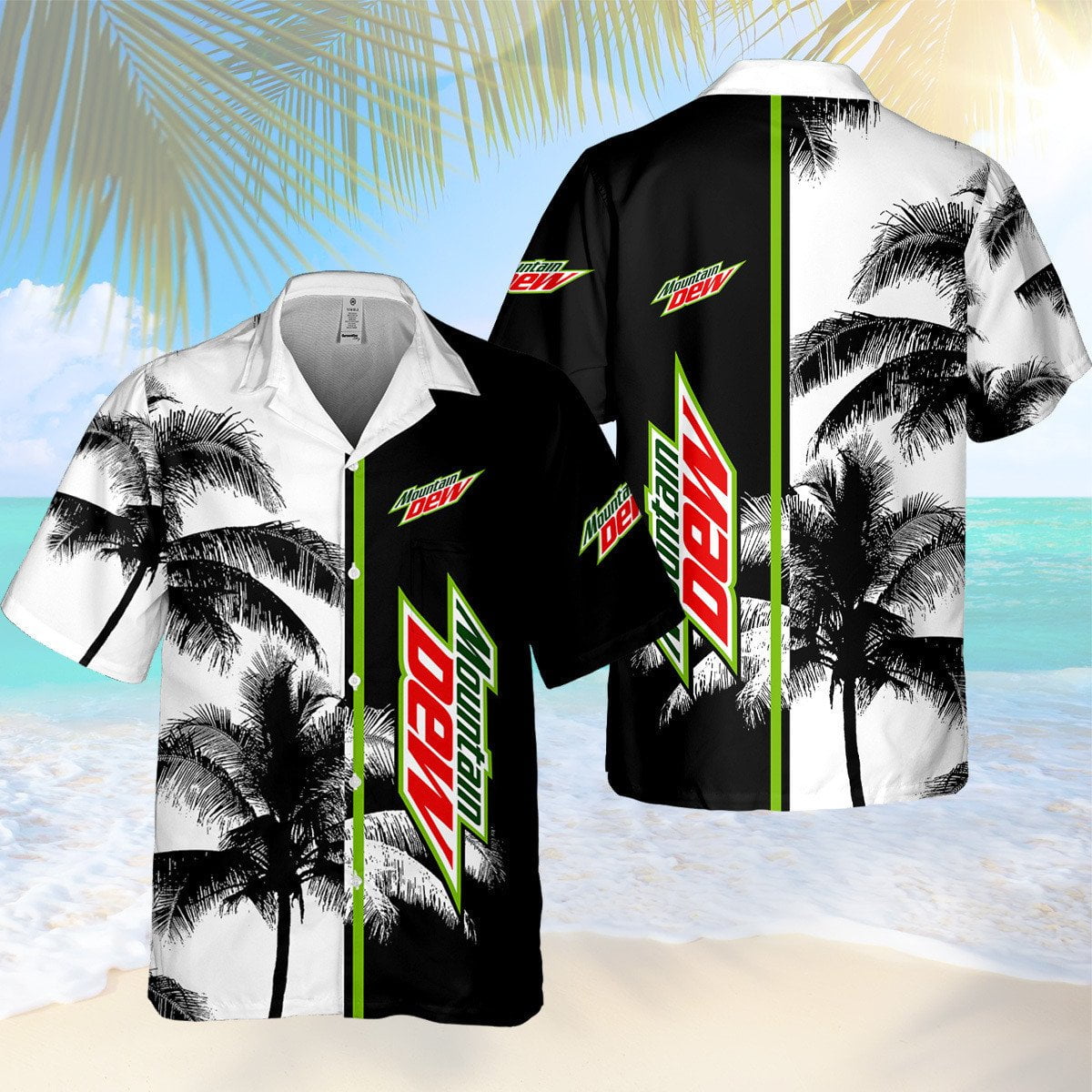 Mountain Dew Palm Tree All Over Print 3D Aloha Summer Beach Hawaiian Shirt