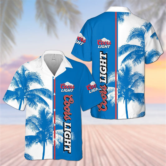 Coors Light Palm Tree Pattern All Over Print 3D Aloha Summer Beach Hawaiian Shirt