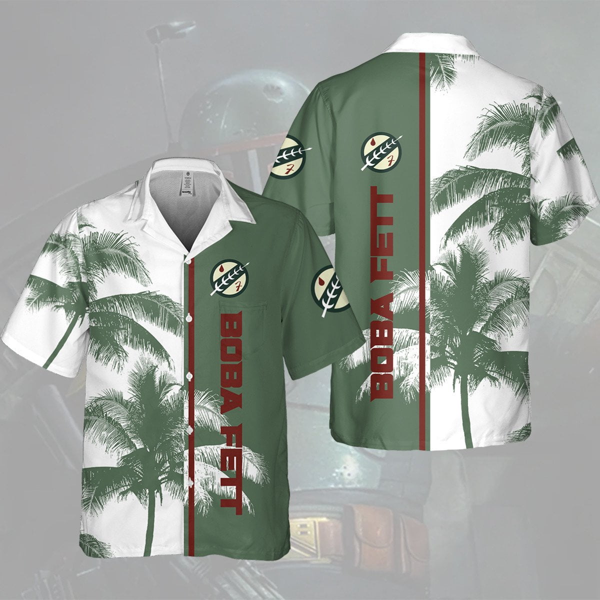 S Boba Fett Palm Tree All Over Print 3D Aloha Summer Beach Hawaiian Shirt