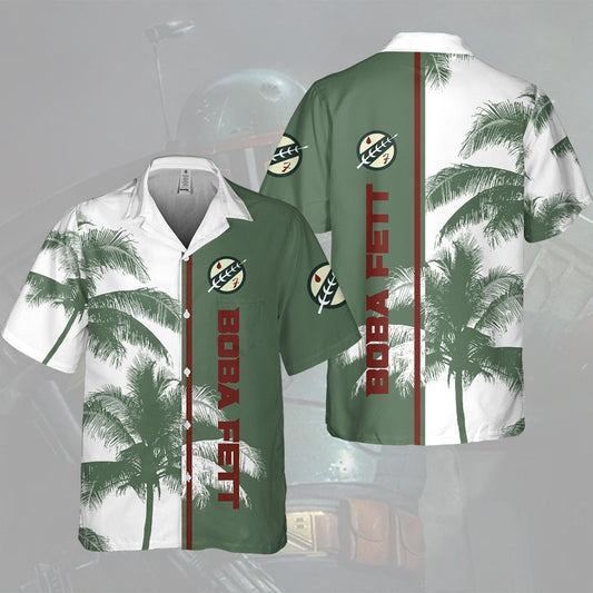 S Boba Fett Palm Tree All Over Print 3D Aloha Summer Beach Hawaiian Shirt