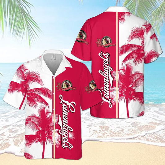 Leinenkugel's Palm Tree All Over Print 3D Aloha Summer Beach Hawaiian Shirt