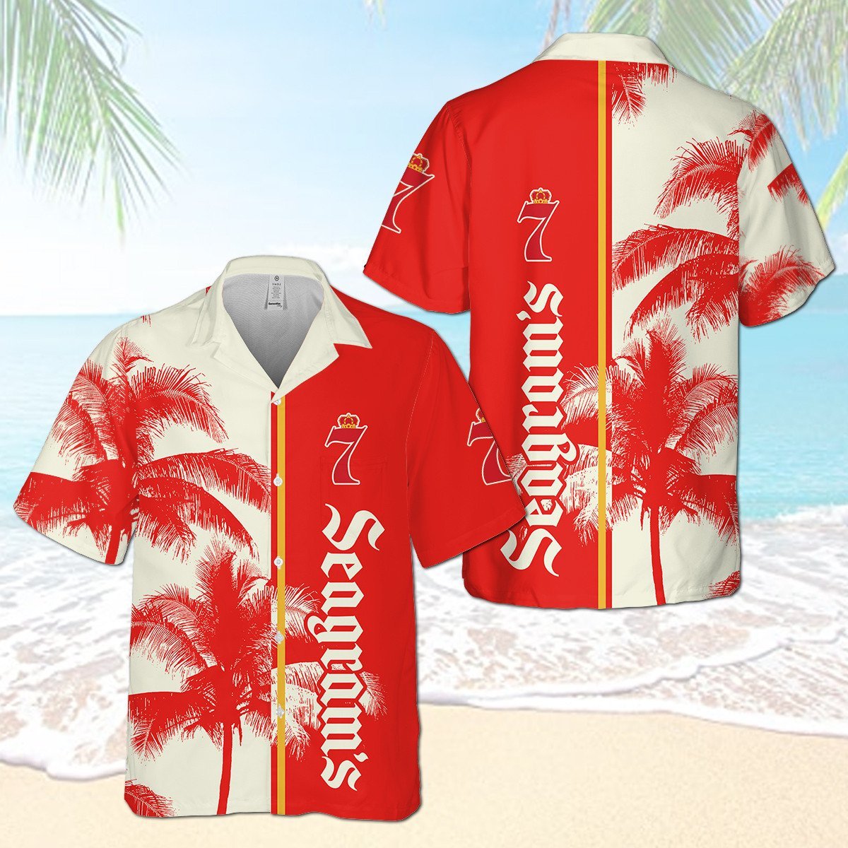 Seagram's Escapes Palm Tree All Over Print 3D Aloha Summer Beach Hawaiian Shirt