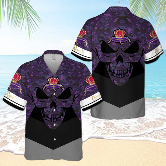 Crown Royal Skull Pattern All Over Print 3D Aloha Summer Beach Hawaiian Shirt