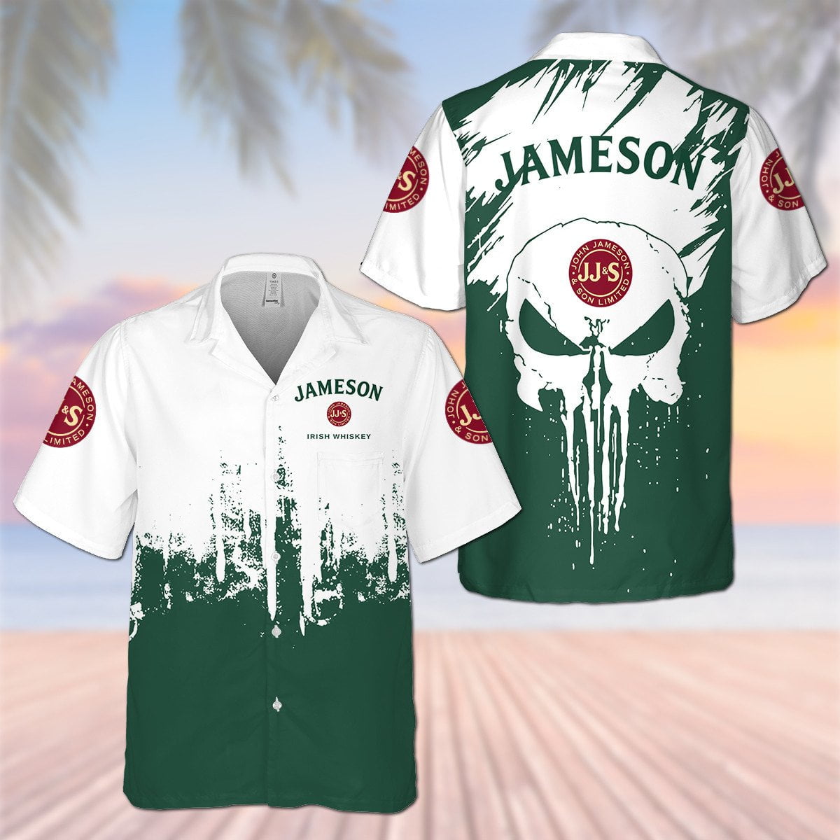 Jameson Irish Whiskey Skull All Over Print 3D Aloha Summer Beach Hawaiian Shirt