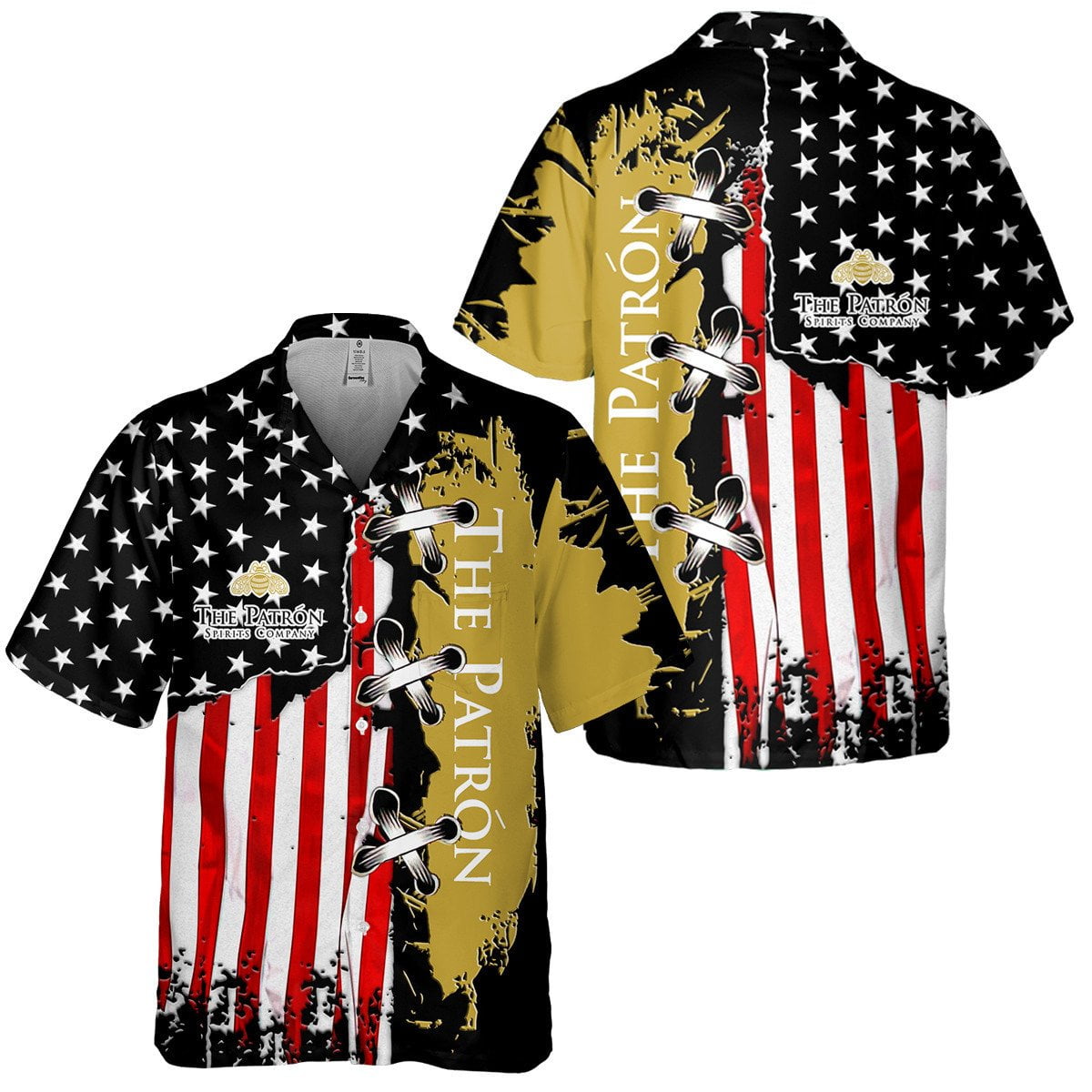 The Patron USA Flag Cross Stitch All Over Print 3D Aloha Summer Beach Hawaiian Shirt