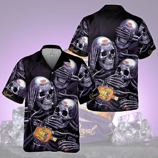 Crown Royal Skull Emotions All Over Print 3D Aloha Summer Beach Hawaiian Shirt