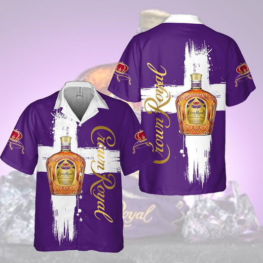 Crown Royal White Cross All Over Print 3D Aloha Summer Beach Hawaiian Shirt