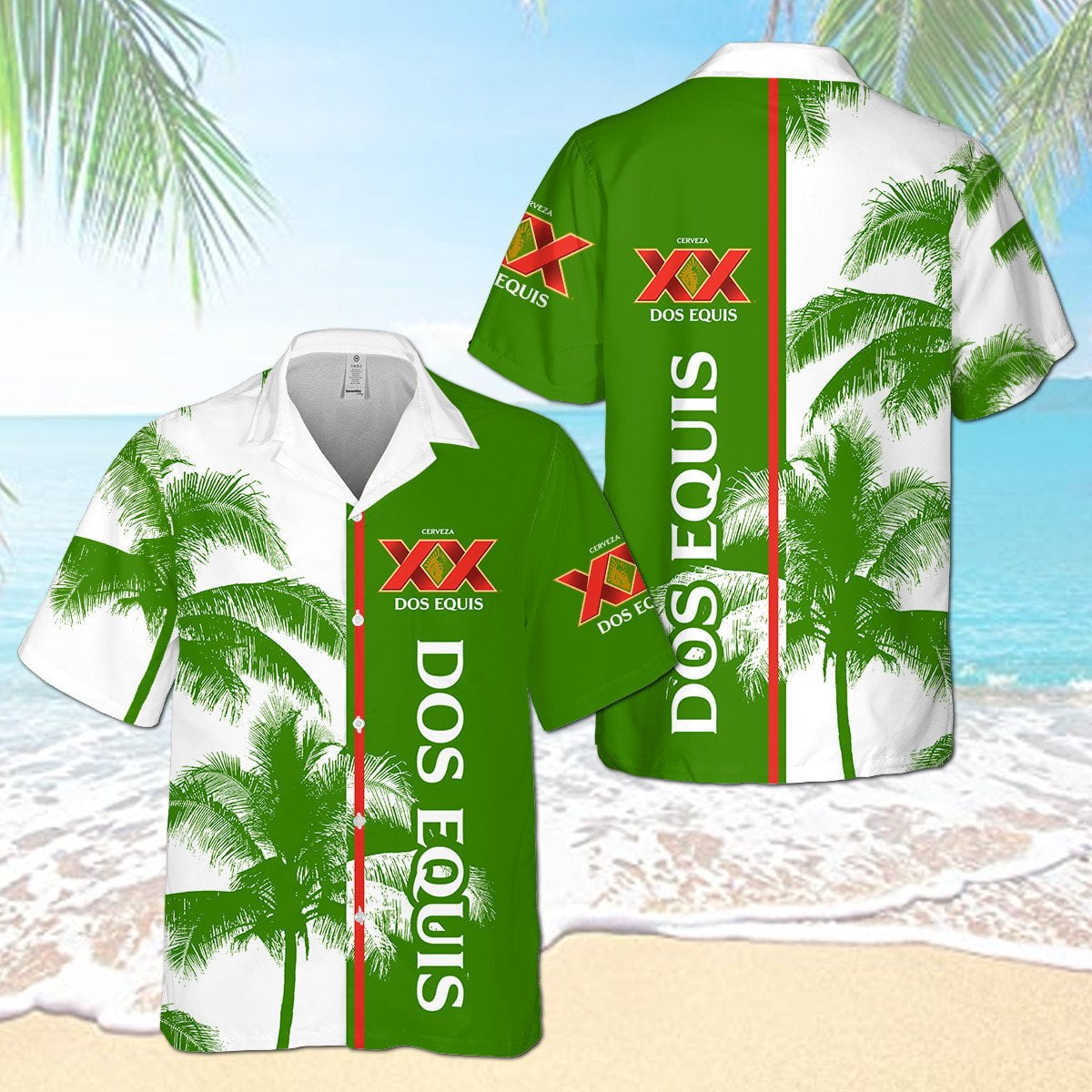 Dos Equis Palm Tree All Over Print 3D Aloha Summer Beach Hawaiian Shirt