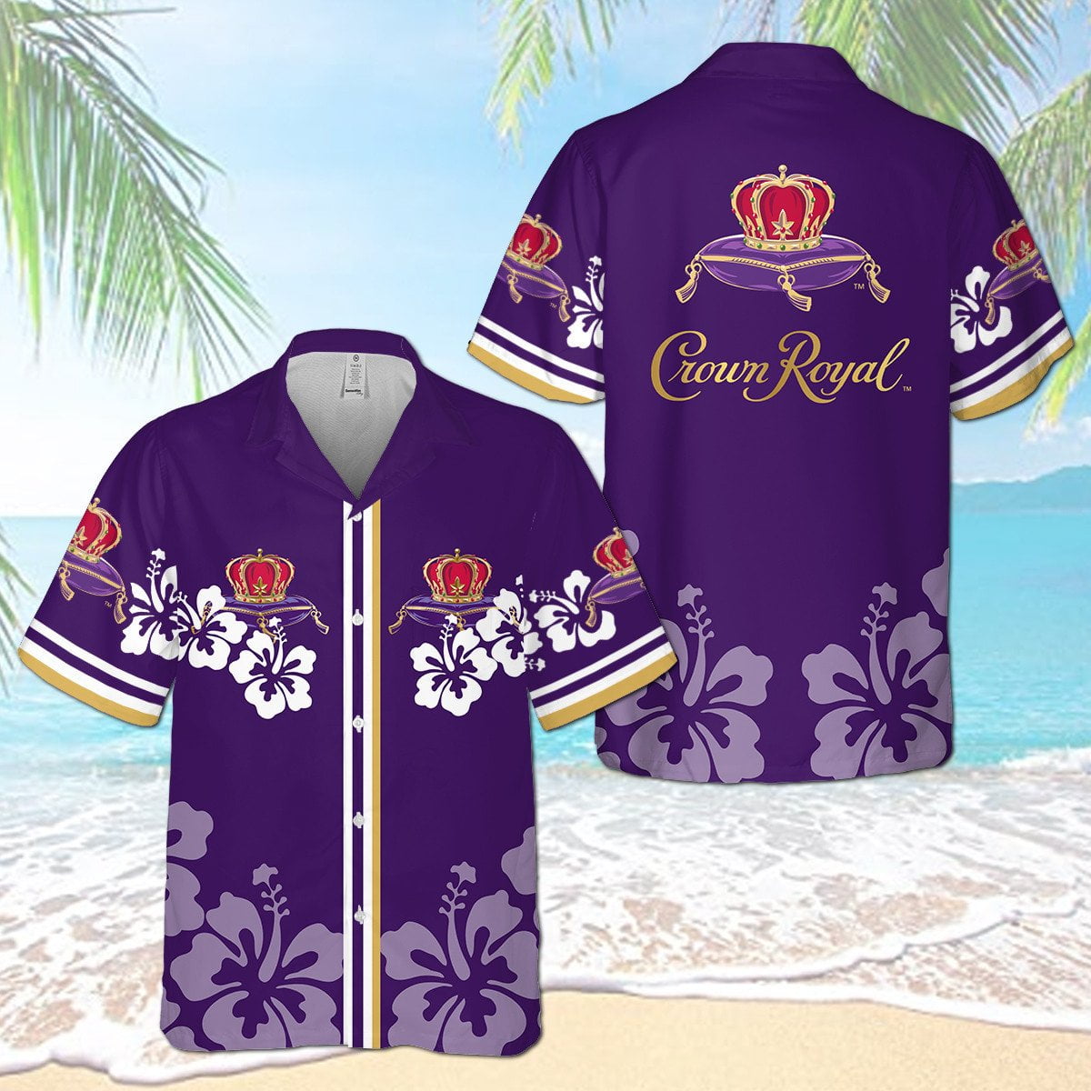 Crown Royal Hibicus All Over Print 3D Flowery Aloha Summer Beach Hawaiian Shirt