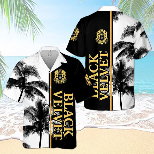 Black Velvet Palm Tree All Over Print 3D Aloha Summer Beach Hawaiian Shirt