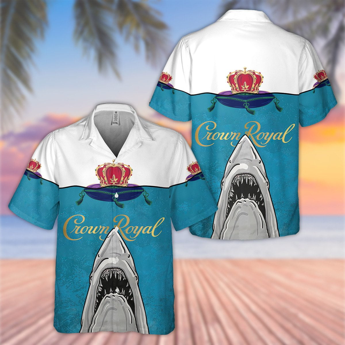 Crown Royal Shark All Over Print 3D Aloha Summer Beach Hawaiian Shirt