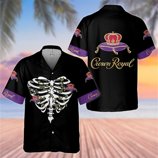 Crown Royal Chest Bone All Over Print 3D Aloha Summer Beach Hawaiian Shirt