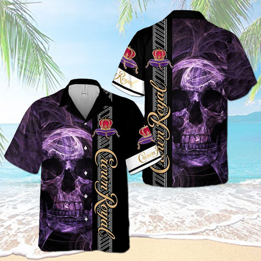 Crown Royal Smoky Skull All Over Print 3D Aloha Summer Beach Hawaiian Shirt