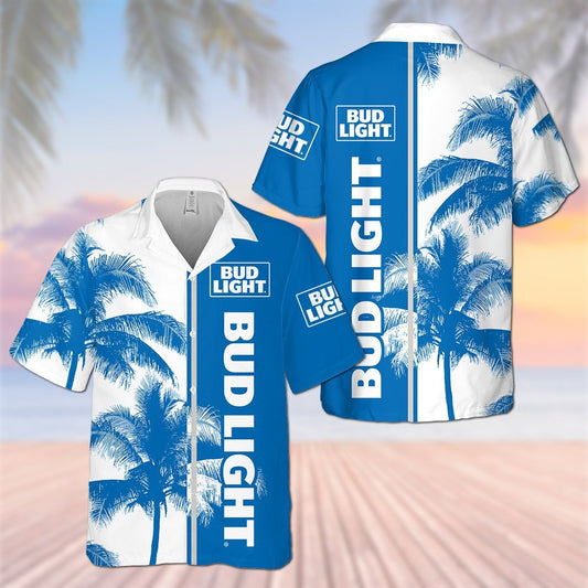 Bud Light Palm Tree All Over Print 3D Aloha Summer Beach Hawaiian Shirt