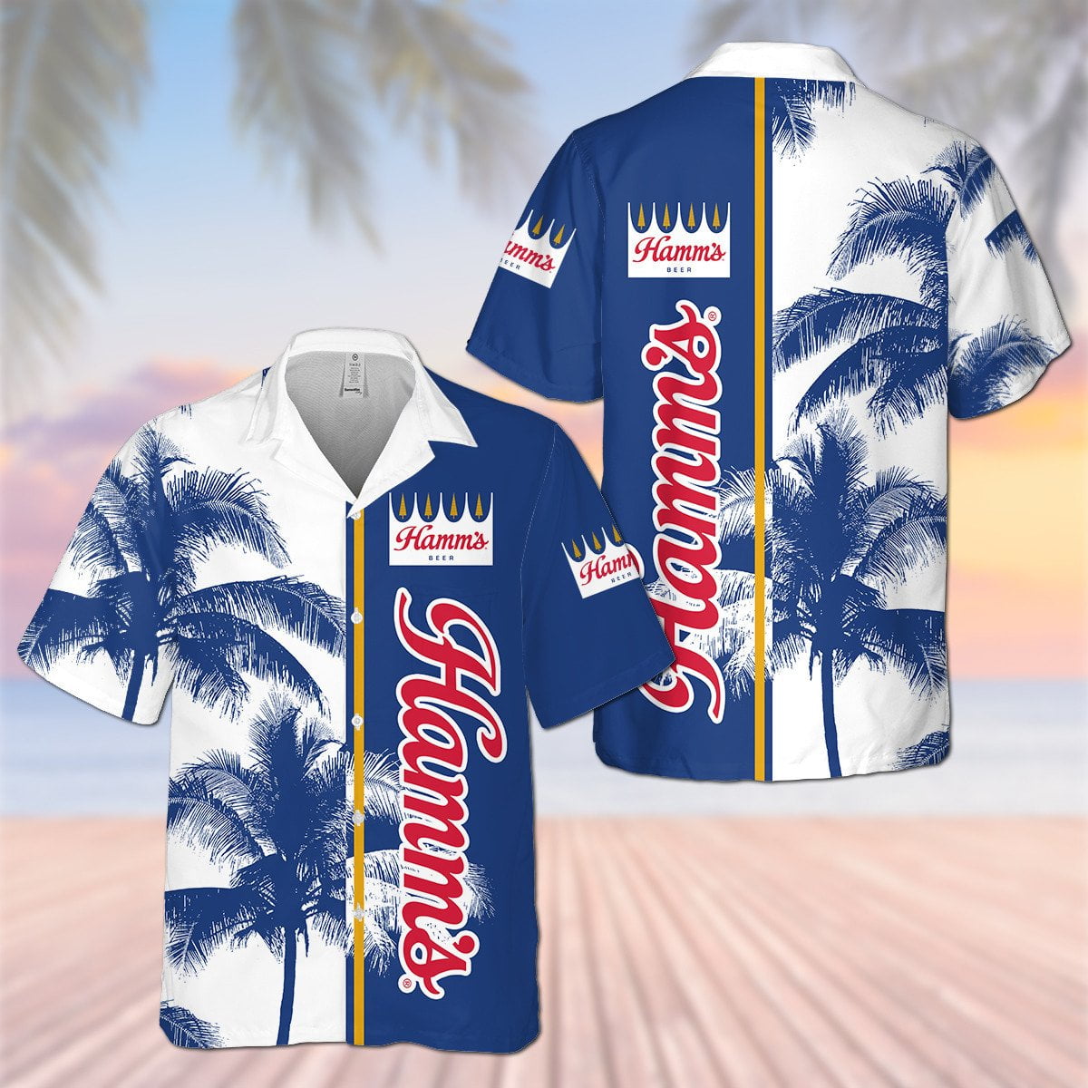 Hamm's Palm Tree All Over Print 3D Aloha Summer Beach Hawaiian Shirt