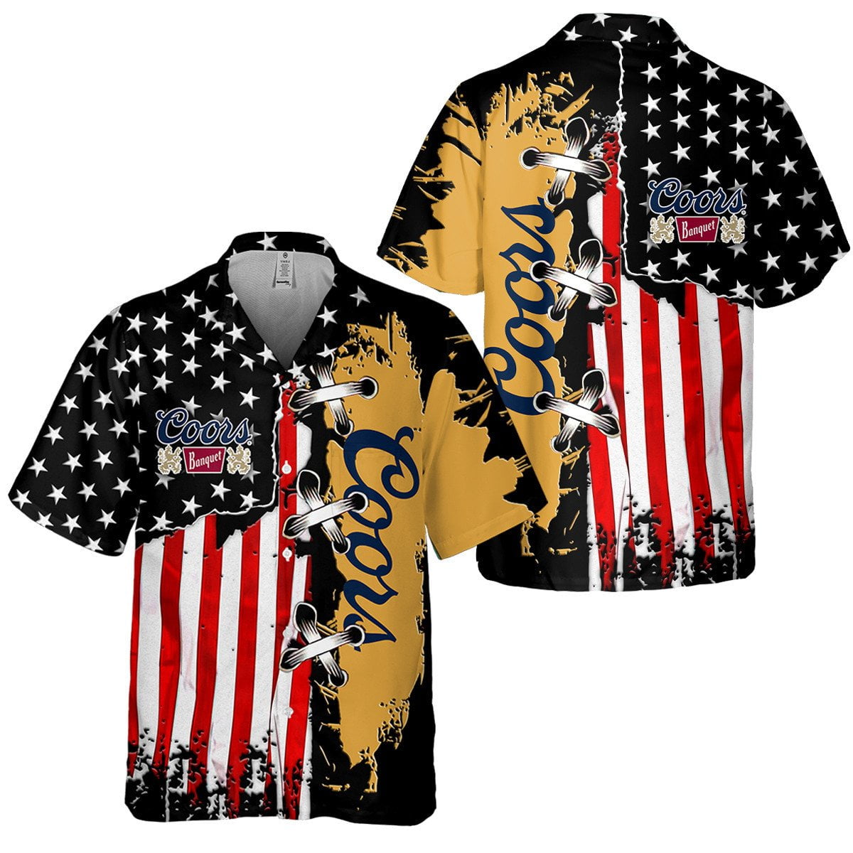 Coors Banquet USA Flag All Over Print 3D Aloha Summer Beach Hawaiian Shirt