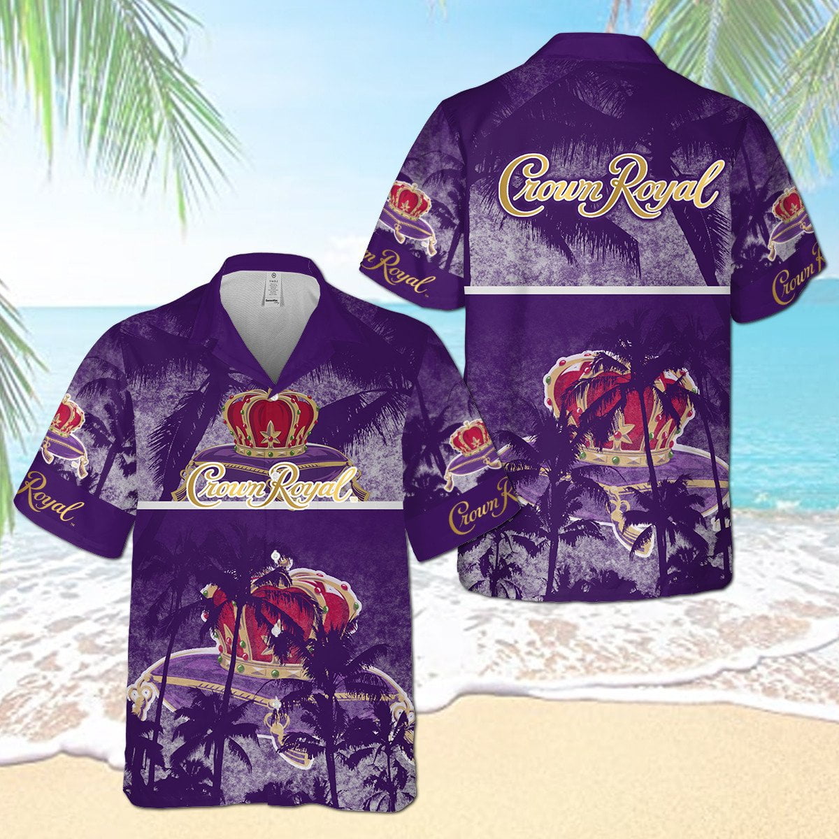 Crown Royal Palm Tree All Over Print 3D Aloha Summer Beach Hawaiian Shirt