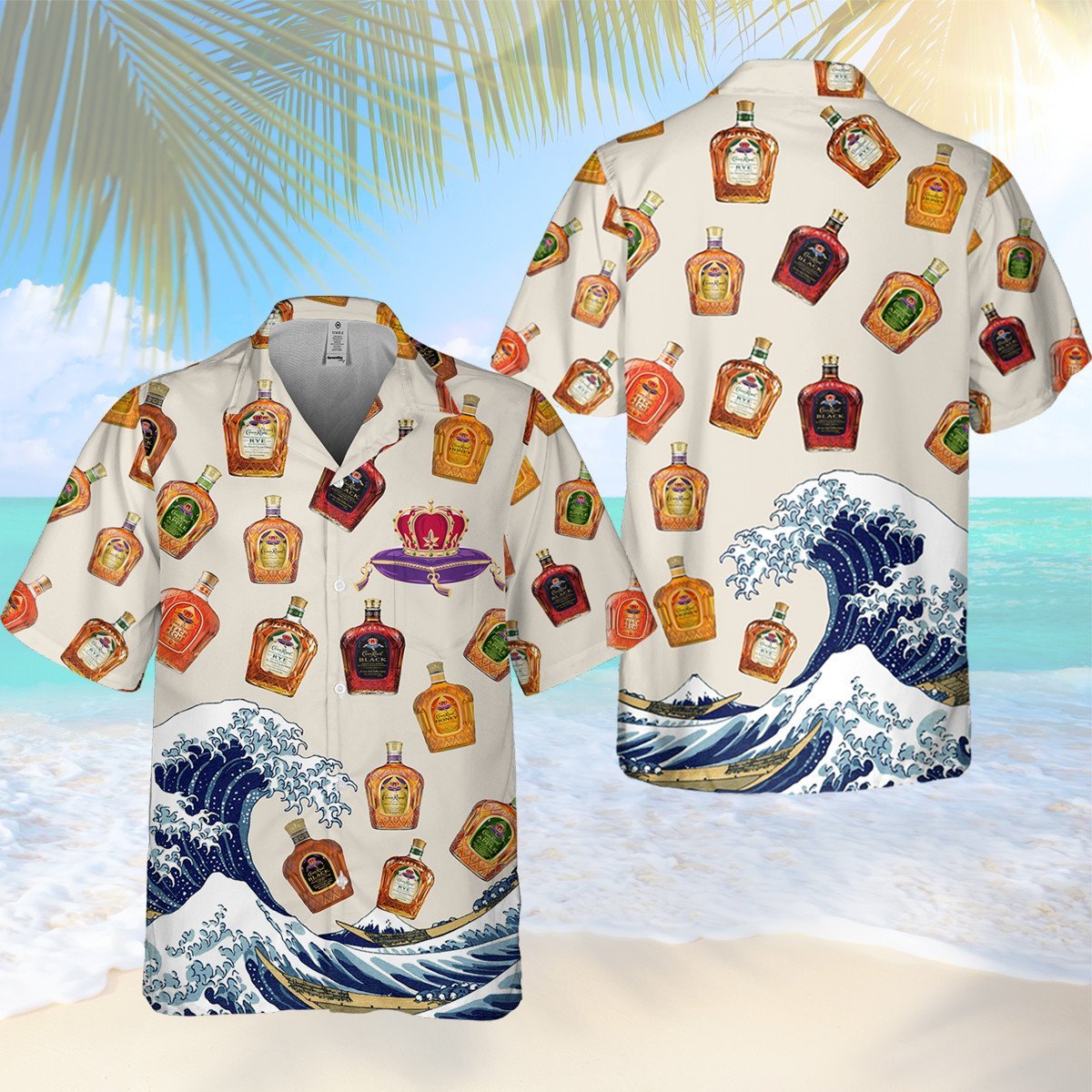 Crown Royal Collections Beach Waves All Over Print 3D Aloha Summer Beach Hawaiian Shirt