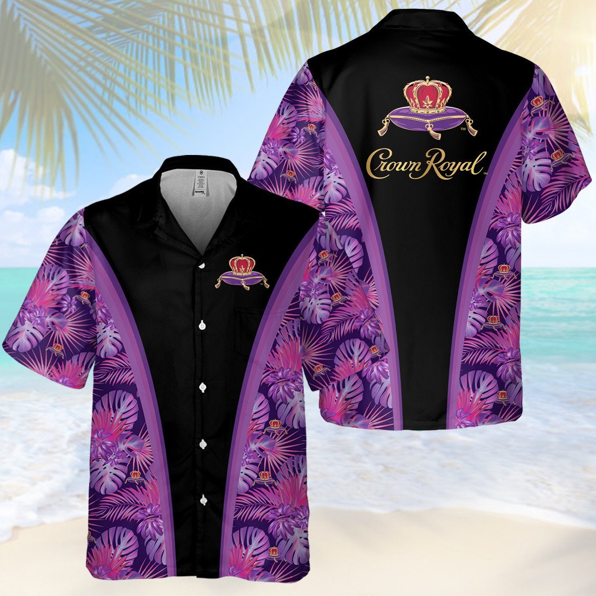 Crown Royal Canadian Whisky All Over Print 3D Flower Aloha Summer Beach Hawaiian Shirt