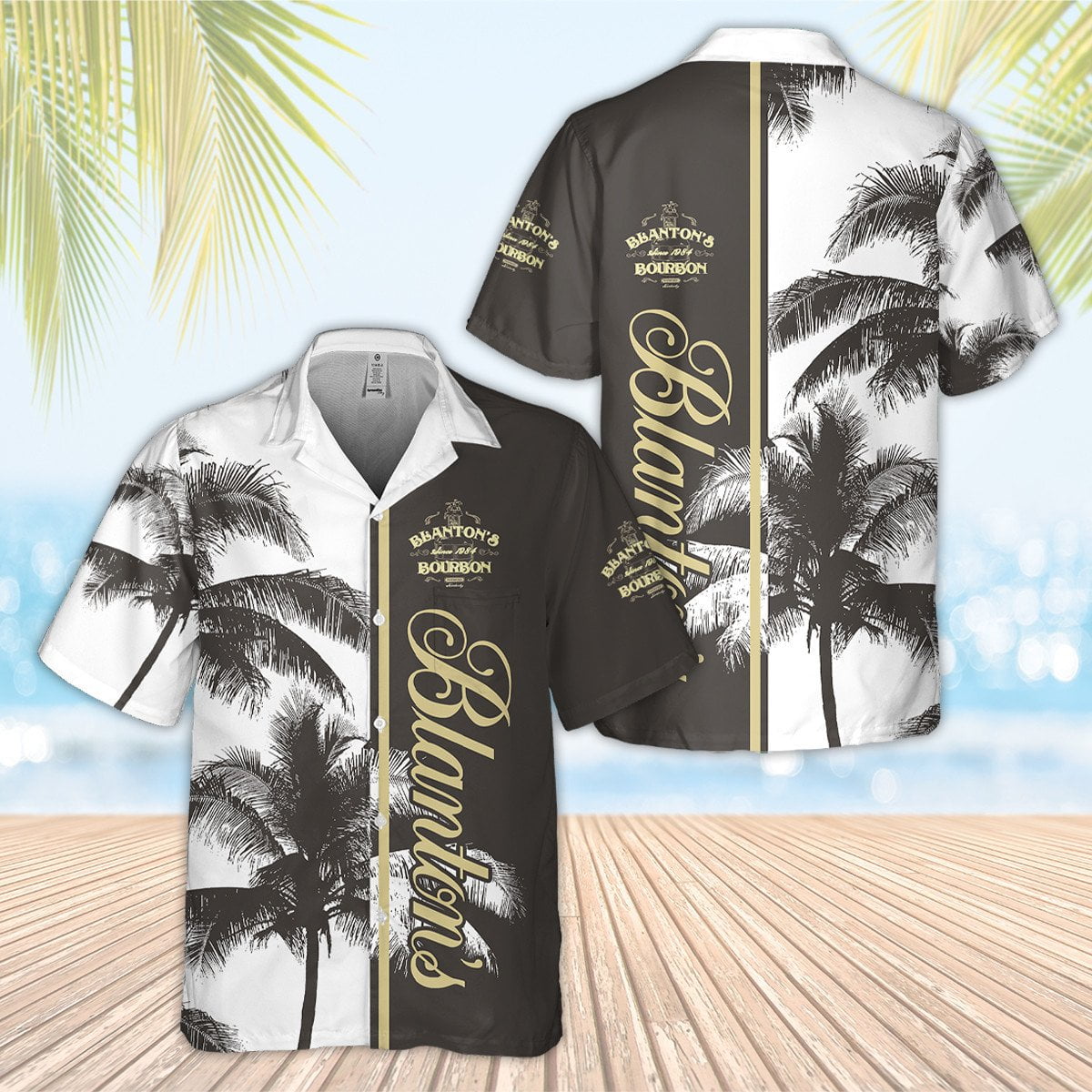 Blanton's Bourbon Palm Tree All Over Print 3D Aloha Summer Beach Hawaiian Shirt