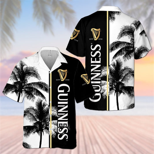 Guinness Beer Palm Tree All Over Print 3D Aloha Summer Beach Hawaiian Shirt