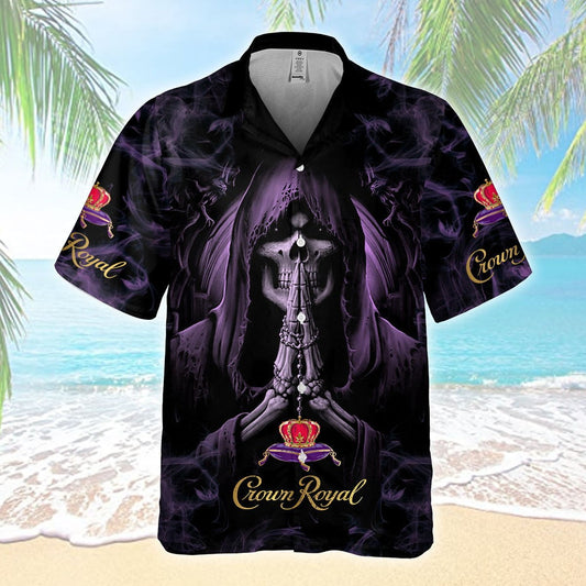 Crown Royal Praying Death All Over Print 3D Aloha Summer Beach Hawaiian Shirt