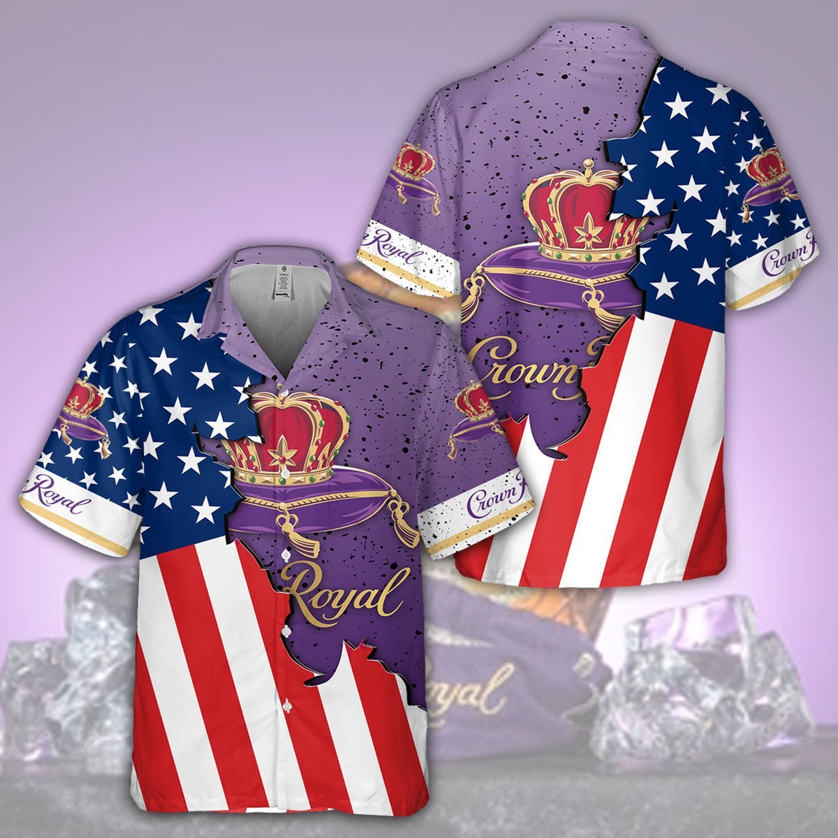 Crown Royal USA Flag All Over Print 3D Aloha Summer Beach Hawaiian Shirt