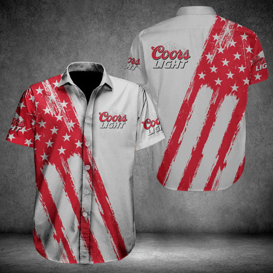 Coors Light Usa Flag Pattern All Over Print 3D Aloha Summer Beach Hawaiian Shirt