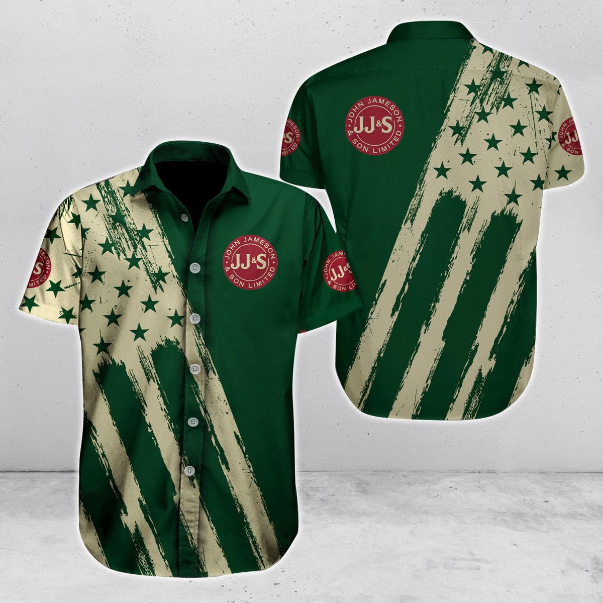 Jameson Irish Whiskey USA Flag All Over Print 3D Aloha Summer Beach Hawaiian Shirt