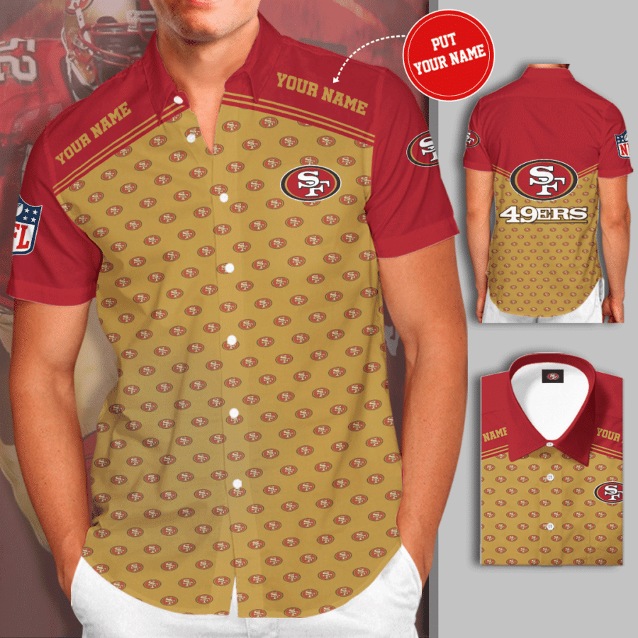 Personalized San Francisco 49Ers Football Team All Over Print 3D Hawaiian Shirt-Yellow