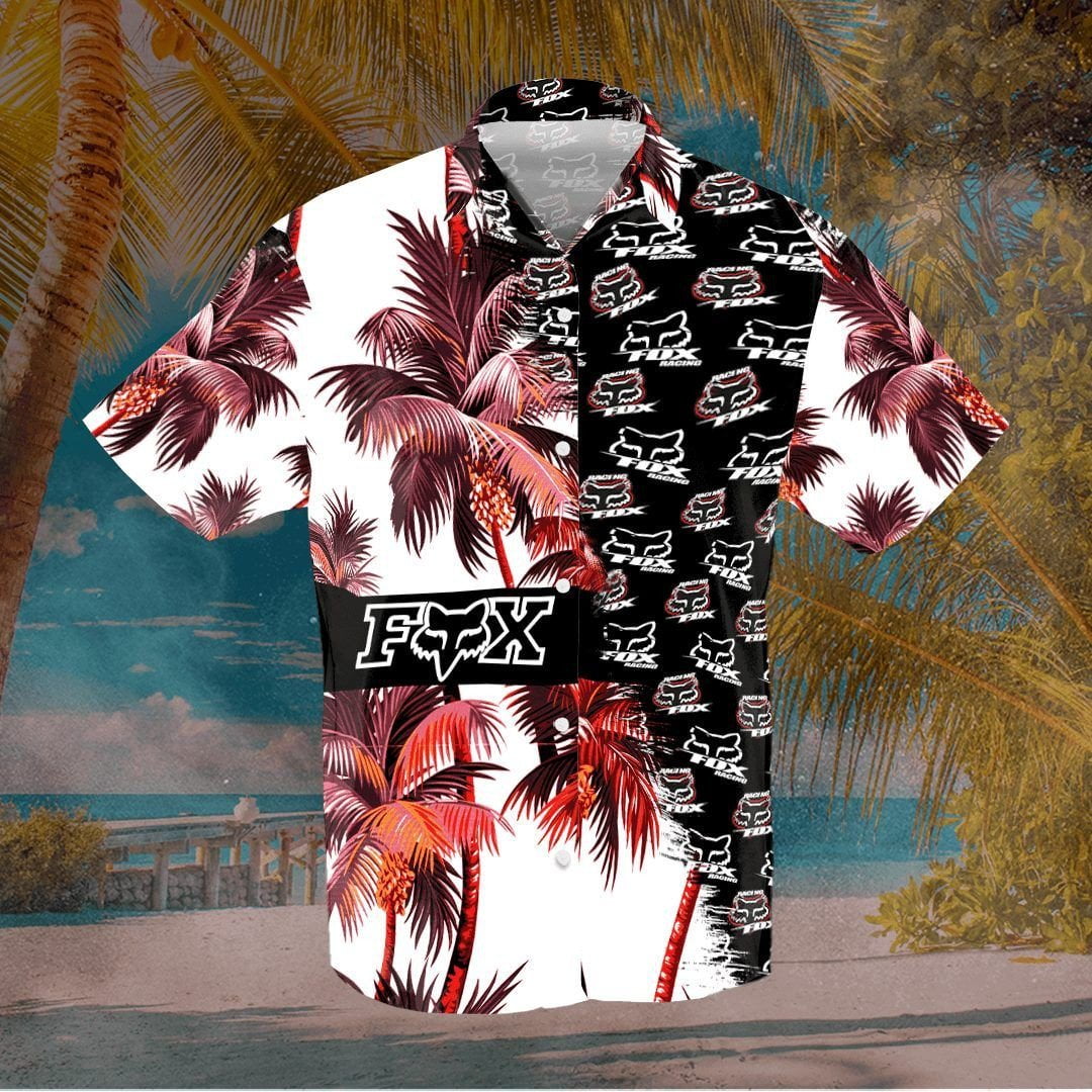 Fox Racing Sports All Over Print 3D Hawaiian Shirt-Black