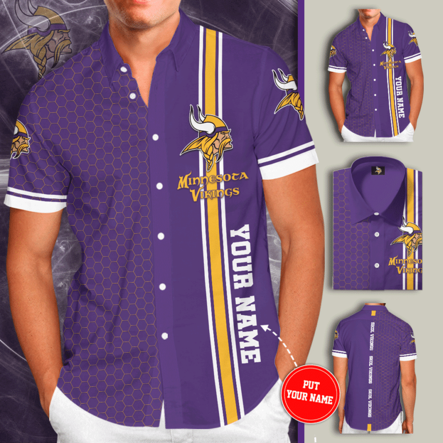 Personalized Minnesota Vikings Team All Over Print 3D Hawaiian Shirt-Purple