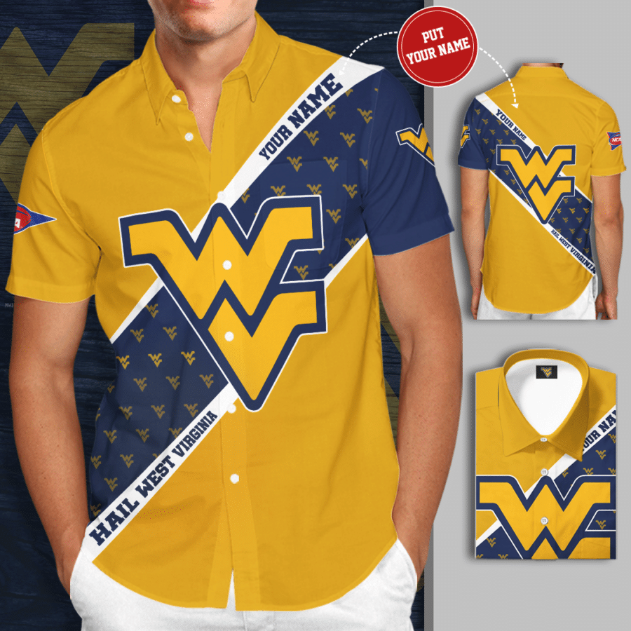 Personalized West Virginia Mountaineers Men'S Basketball Team All Over Print 3D Hawaiian Shirt-Yellow