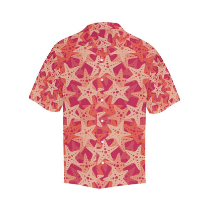 Starfish Red Theme Pattern Mens All Over Print Hawaiian Shirt