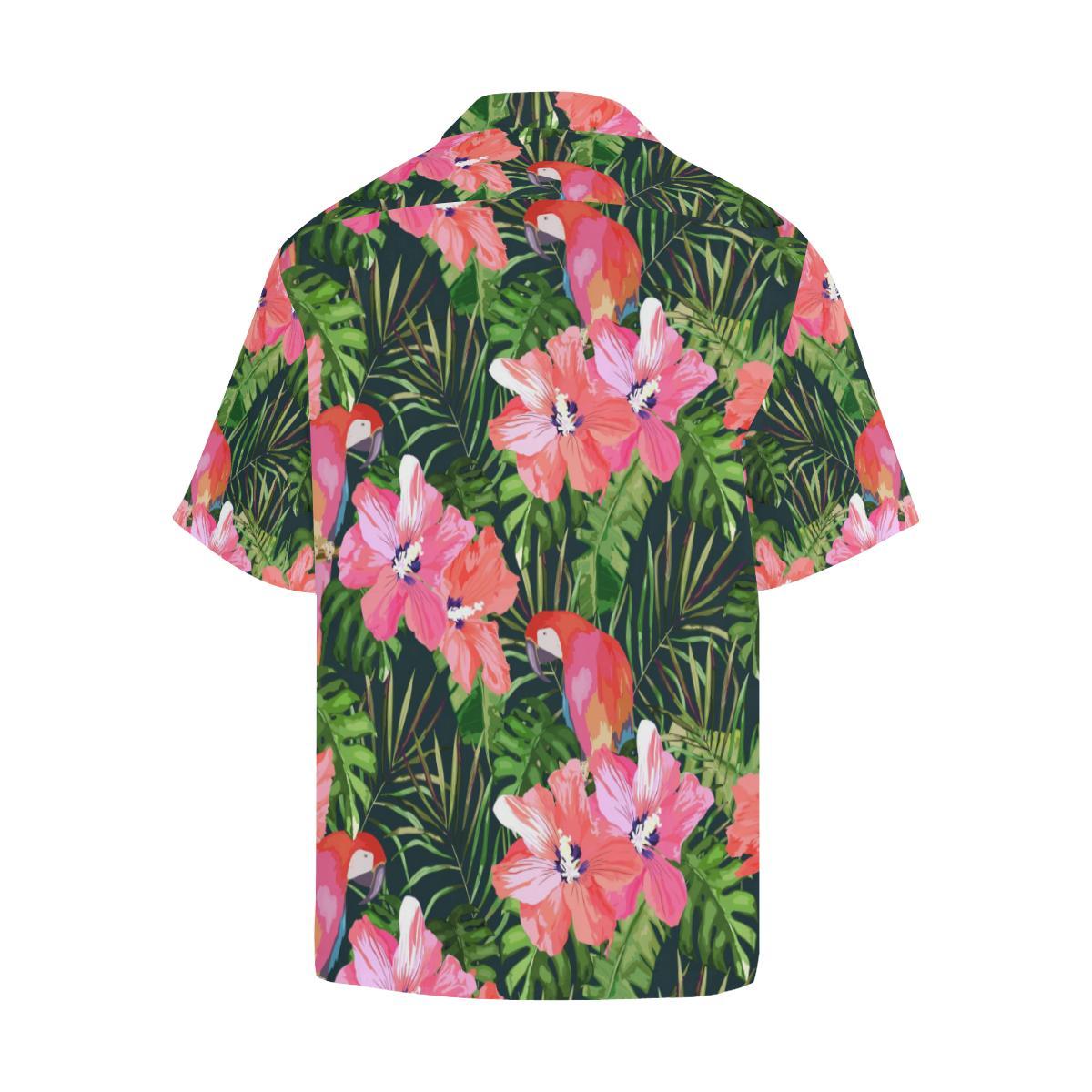 Parrot Leaves Pattern Mens All Over Print Hawaiian Shirt